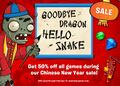 Chinese New Year Zombie in an ad for a Chinese New Year sale on all PopCap games
