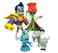 A Mr. Electro figure with Rose, Stinky Goat, and Super Brainz figures