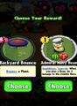 The player having the choice between Backyard Bounce and Admiral Navy Bean as a prize for completing a level