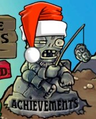 The stone Garden Gnome Zombie wearing a Santa hat