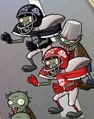 Giga-Football Zombie compared to a normal Football Zombie in Social Edition