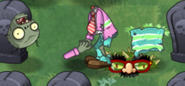 Springening Buckethead Zombie defeated