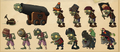 Buckethead Pirate with other Pirate Seas zombie concepts (Plants vs. Zombies 2)