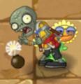 Nunchaku Zombie eating a Twin Sunflower