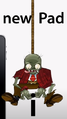 Suit Bungee Zombie taking the letter i from iPad in the Plants vs. Zombies HD Trailer