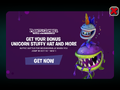 Chomper with the "Unicorn Stuffy" hat in an advertisement in Plants vs. Zombies 2