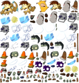 Mammoth-Head Zombie's original sprites alongside those of the other basic Cave Zombies