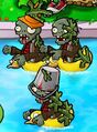 The three Pool ambush zombies together. Note the seaweed.