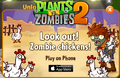 Advertisement for Plants vs. Zombies 2 featuring Chicken Wrangler Zombie and Zombie Chicken found on Plants vs. Zombies Adventures.