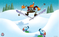 Skiing Zombie on a winter wallpaper