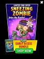 Sneezing Zombie on the advertisement for the Early Access Bundle