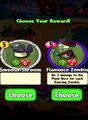 The player having the choice between Smoosh-Shroom and Flamenco Zombie as a prize for completing a level