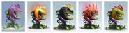 Concept art of Chomper and variants. Unused Bling Chomper variant in the middle. (Plants vs. Zombies: Garden Warfare)
