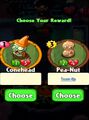 The player having the choice between Conehead and Pea-Nut as a prize for completing a level