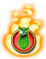 Tactical Cuke's icon burning (appears when there are zombies on the first three columns)