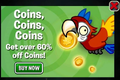 An ad with Zombie Parrot and three golden coins