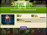 Fire Peashooter being upgraded to Level 6