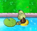 How Squash Zombie would work if he was swimming in the pool