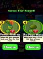 The player having the choice between Venus Flytrap and Re-Peat Moss as the prize for completing a level